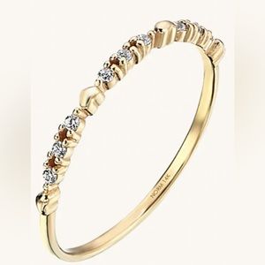 14k heart and moizanite stacker ring